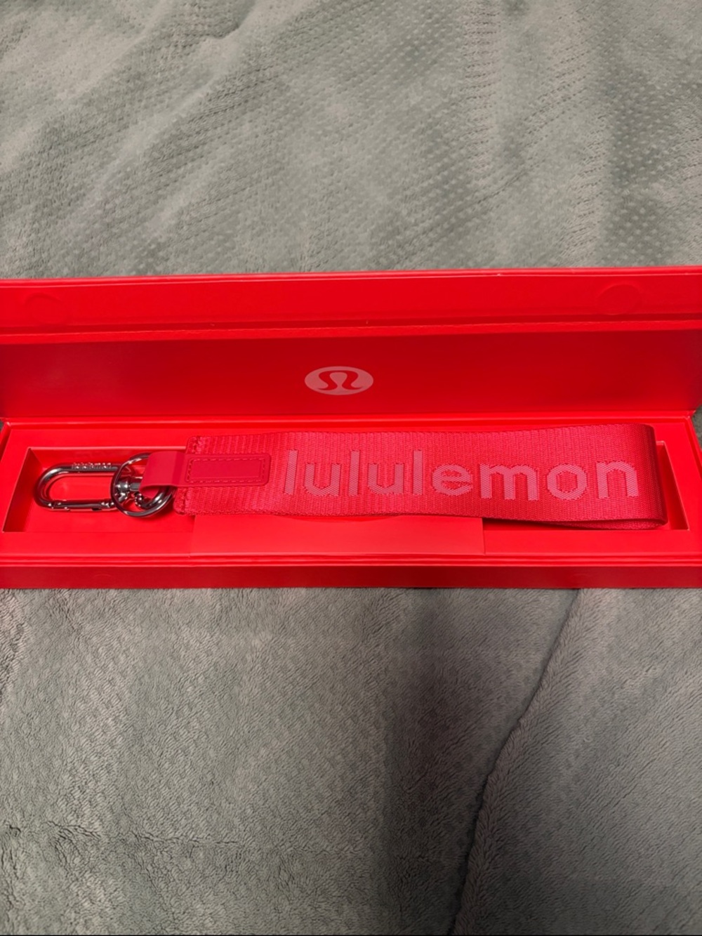lululemon Bright Red Logo Strap Keychain
